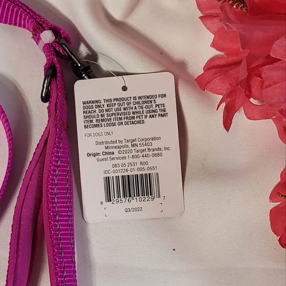 Boots & Barkley Pink NWT Reflective Comfort Dog Leash & Control Handle 6ft XS/S